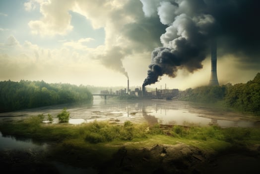 a factory releasing smoke into the air photo
