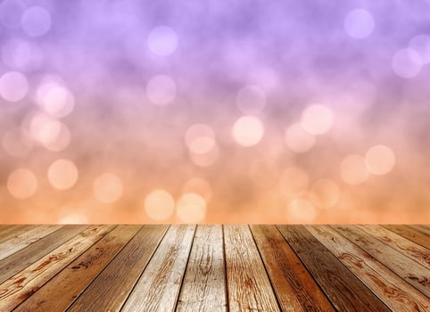 Wooden table top on pastel bokeh background photo