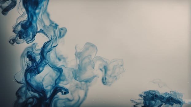Blue Color Photo of ink in air splash acrilyc paint mixing liquid dye. AI-Generated