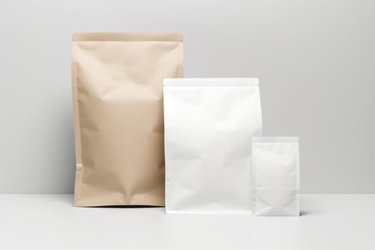 AI Generated paper bags on gray photo