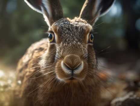 Hare portrait created with Generative AI technology photo