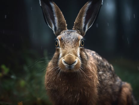 Hare portrait created with Generative AI technology photo