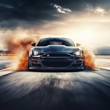 sport car on the race track, extreme car race concept photo