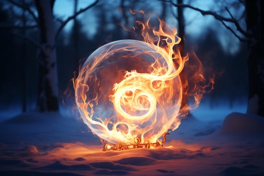 A frozen flame, long exposure photography. AI generative photo