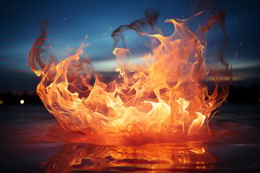A frozen flame, long exposure photography. AI generative photo