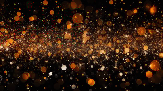 Abstract Halloween or Thanksgiving party invitation with glitter and sparkles on orange and black background. Generative AI photo