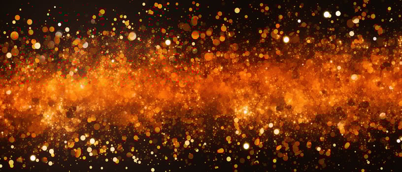 Abstract Halloween or Thanksgiving party invitation with glitter and sparkles on orange and black background. Generative AI photo