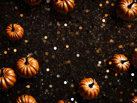 Abstract Halloween or Thanksgiving party invitation with glitter and sparkles on orange and black background. Generative AI photo