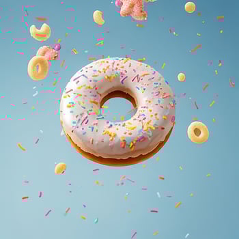 flying delicious classic donuts sweet fast food photo
