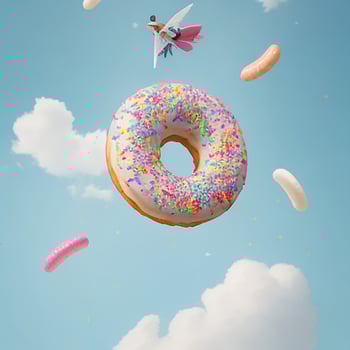 flying delicious classic donuts sweet fast food photo