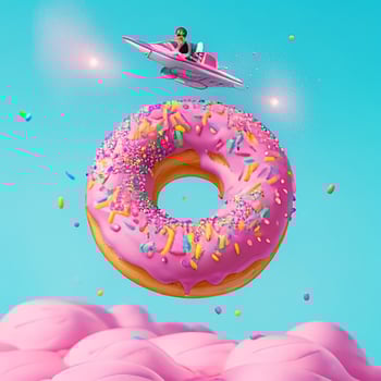 flying delicious classic donuts sweet fast food photo