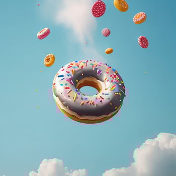 flying delicious classic donuts sweet fast food photo