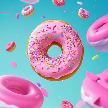 flying delicious classic donuts sweet fast food photo