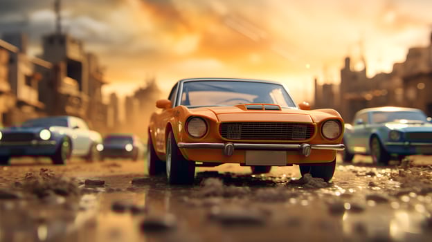 sports car toy on the road photo