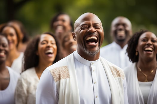 Christian gospel singers in a park praising Lord Jesus Christ photo