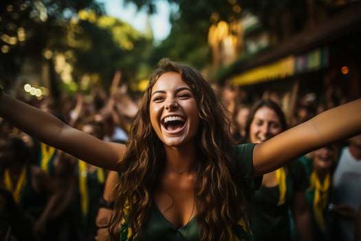 Brazilian football fans celebrating a victory photo