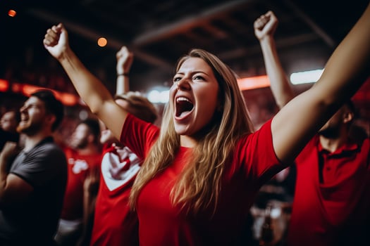 Canadian football fans celebrating a victory photo