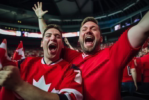 Canadian football fans celebrating a victory photo