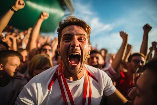 Belarusian beach soccer fans celebrating a victory photo