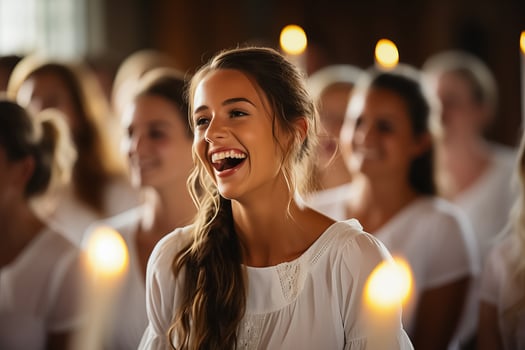 In a church Christian gospel singers offering praise to Lord Jesus Christ photo