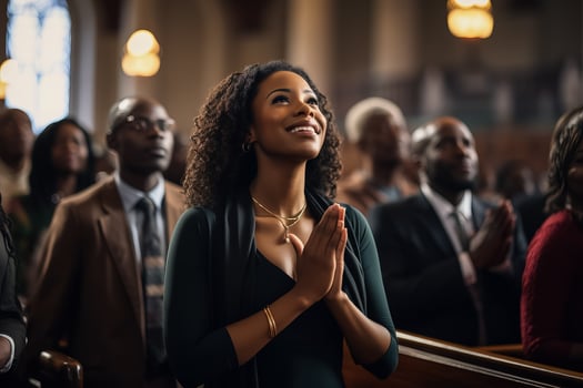 Service in Christian church with black people photo