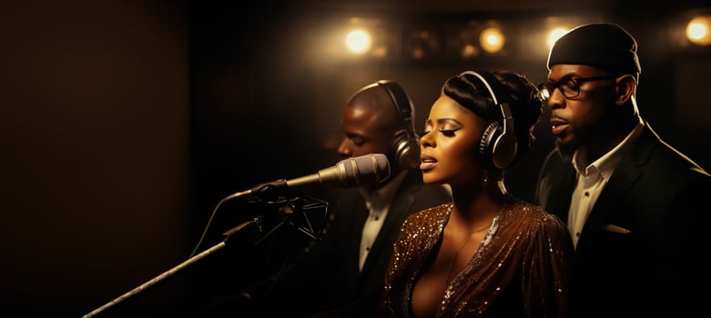 Studio recording Christian gospel singers expressing praise photo