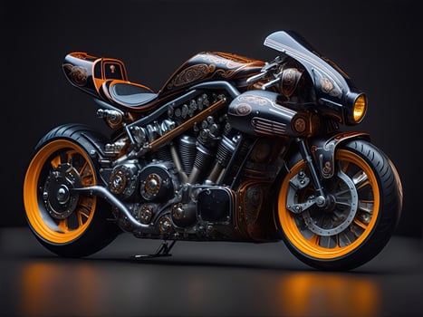 AI Generative, Conceptual design of A custom motorcycle isolated on various background photo