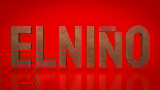 The Elnino text on red Background  3d rendering photo
