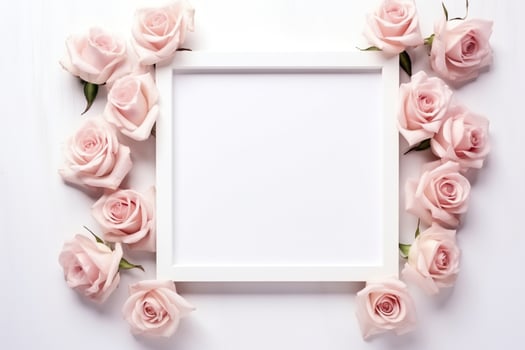 AI Generated flowers on white with copy space photo