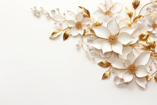 AI Generated flowers on white with copy space photo