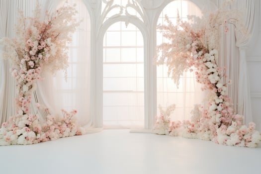 AI Generated wedding arch with flowers photo