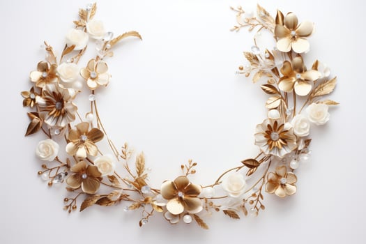 AI Generated flowers on white with copy space photo