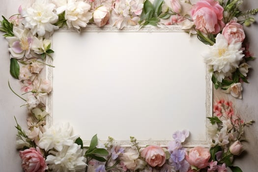 AI Generated flowers on white with copy space photo