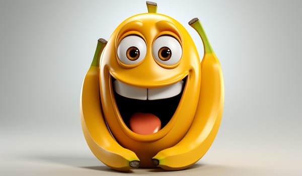 Funny banana with smiling face. AI generated photo