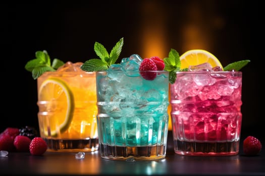 Range of popular alcoholic cocktails AI Generative photo