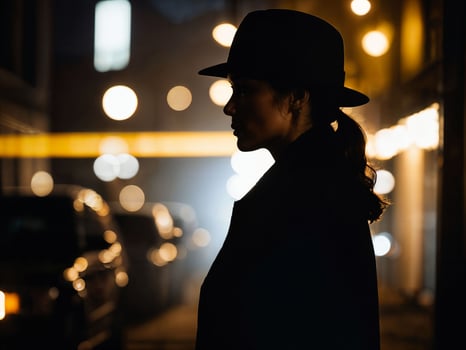 photo of serious detective woman in crime scene, generative AI