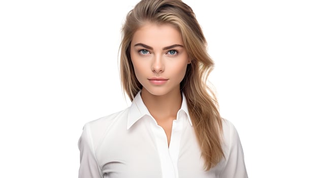 A beautiful blonde woman in a white shirt photo