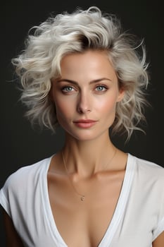 Attractive adult white hair woman, created with generative AI photo