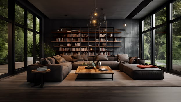 The style of decorating living room with luxury with dark concrete photo