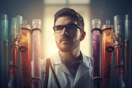Doctor holding test tubes. Generate Ai photo