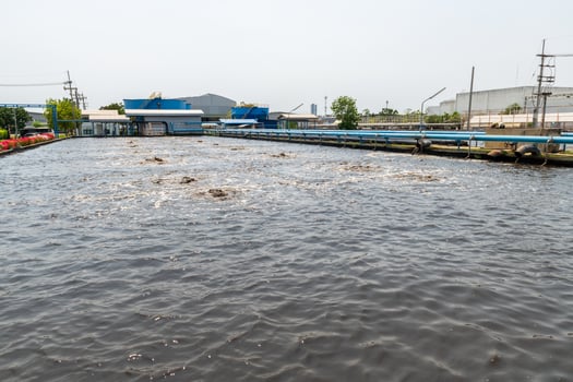 Aeration pond for wastewater treatment in industrial plants photo
