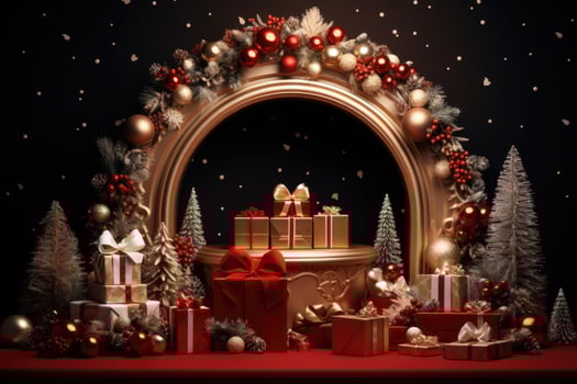 Merry christmas and happy new year podium AI Generative photo