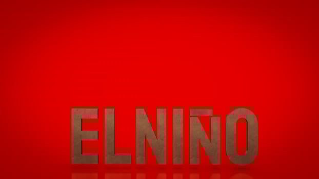 The El Nino text on red Background  3d rendering photo
