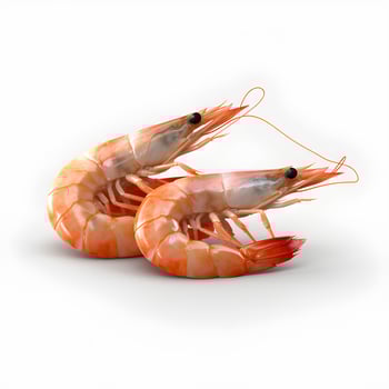 Fresh cooked shrimp isolated. AI generetive photo