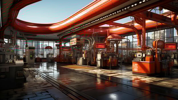 A modern filling station for refueling cars with gasoline, diesel or gas. AI generated photo