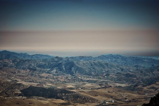 Photo landscape of a mountain range of Malaga from the top of the viewpoint of Torcal de Antequera.