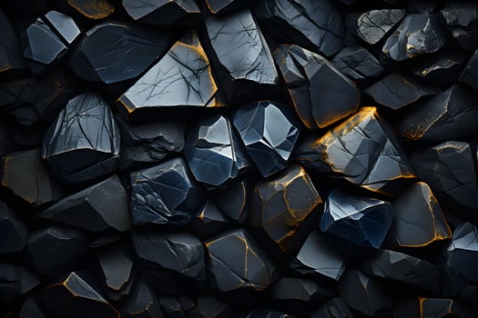 3d render, abstract background, black cracked wall, broken glass AI Generative Illustration. photo