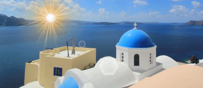 Orthodox church in Oia,  Santorini, Greece. photo