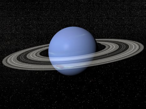 Neptune and rings - 3D render photo