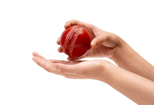 Female Bowler Holding To The Red Cricket Ball Closeup Photo Of Female Cricketer Hand About To Bowl